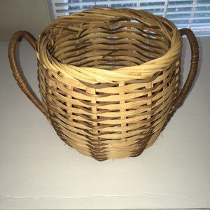Wicker plant basket with handles